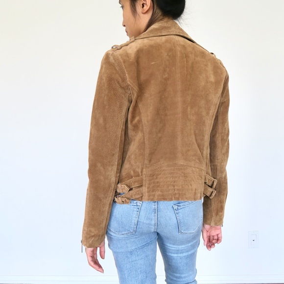 BCBGeneration Tan Suede Leather Moto Jacket - Picture 4 of 8